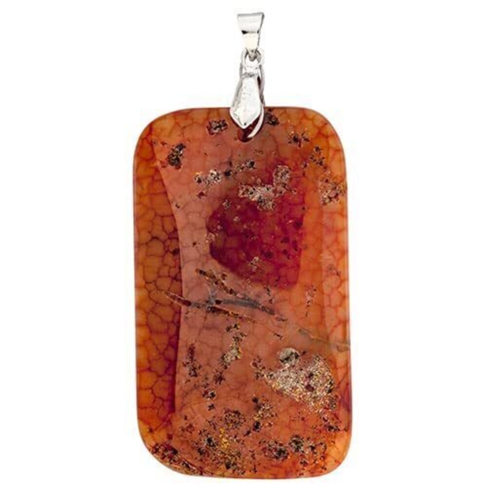 3280 Earth's Jewels Semi-Precious Pendant Agate apx 55mmRectangle Orange